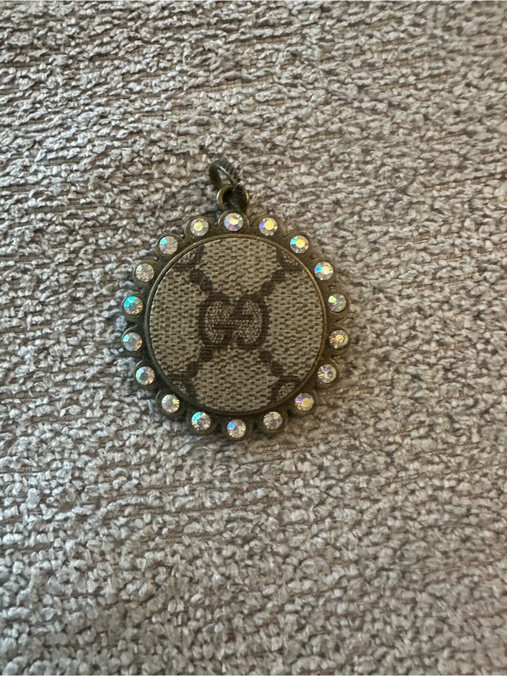 GUCCI Designer-Inspired Beige Monogram Pendant Necklace
